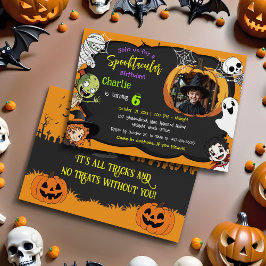 Spooktacular Halloween Monster Photo Kids Birthday Kaart