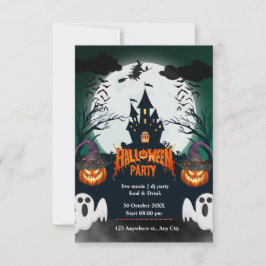 Spooktacular Halloween Party Invitation - Haunting RSVP Kaartje