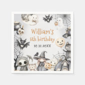 Spooktacular Halloween Schattige Ghost Verjaardags Servet (Voorkant)