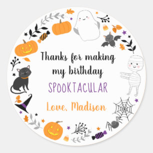 Spooktacular Halloween Verjaardag Dank u Ronde Sticker