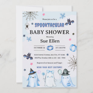 Spooktacular Halloween-waterverf baby shower Kaart