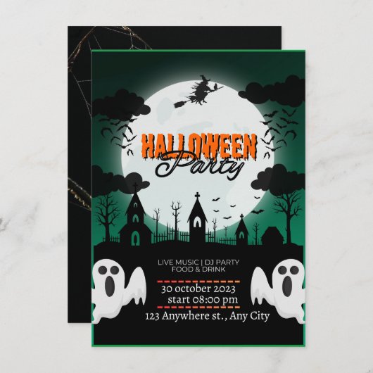 SpookTacular Haunted Castle Halloween Invitation d (Devant / Derrière)