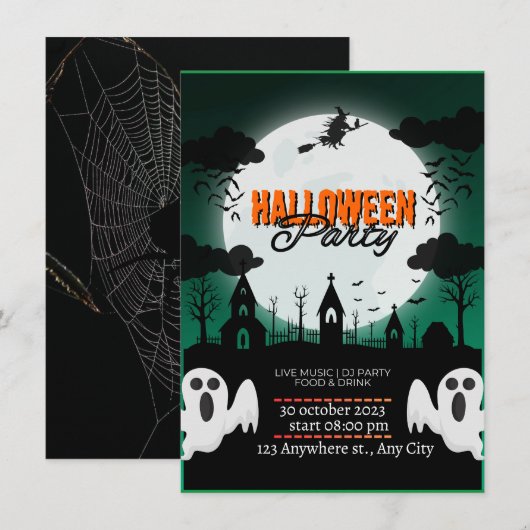 SpookTacular Haunted Castle Halloween Party Invite Kaart (Voorkant / Achterkant)