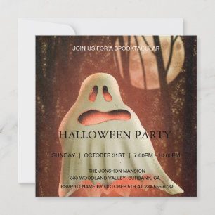 Spooktacular Haunted House Halloween Party Ghost Kaart