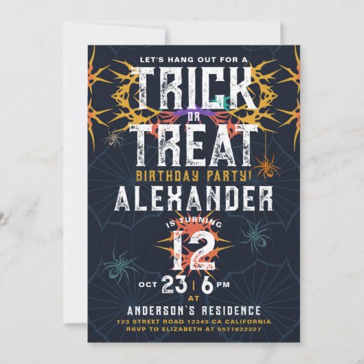 Spooktacular Kleurrijke Spider Halloween Verjaarda Kaart (Voorkant)