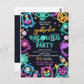 Spooktacular Neon Halloween Invitation Anniversair (Devant / Derrière)