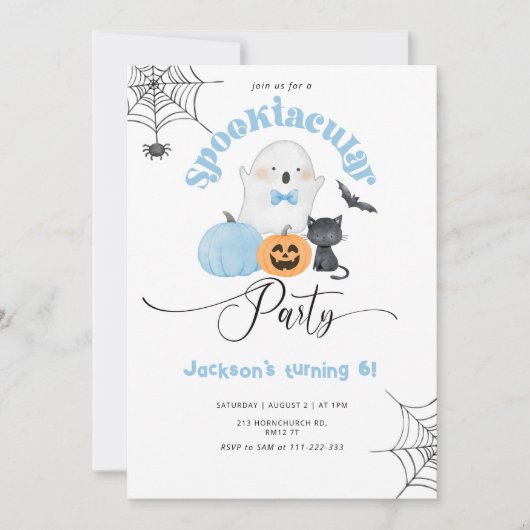 Spooktacular party boy Halloween verjaardag Kaart (Voorkant)