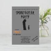 Spooktacular Party Halloween Spook en Kind Kaart (Staand voorkant)