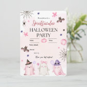 Spooktacular Pastel Cute Ghosts Halloween Party Kaart (Staand voorkant)