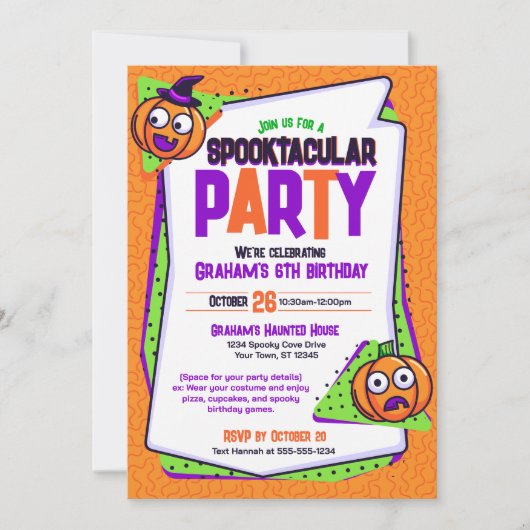 Spooktacular Pumpkins verjaardagsuitnodiging Kaart (Voorkant)