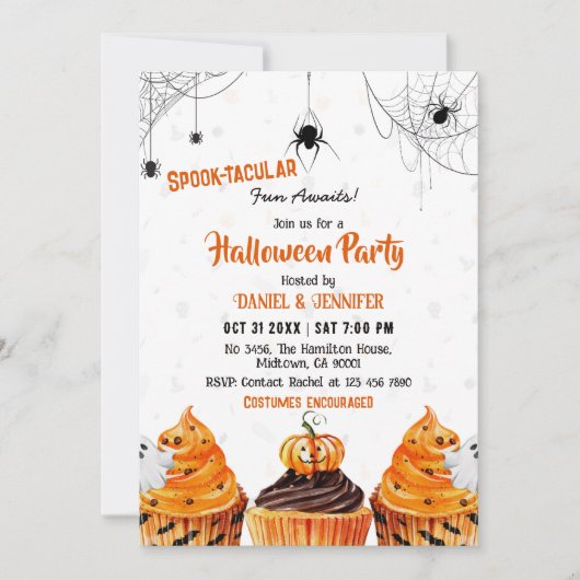 Spooktacular schattige cupcakes pompoen Halloween  Kaart (Voorkant)