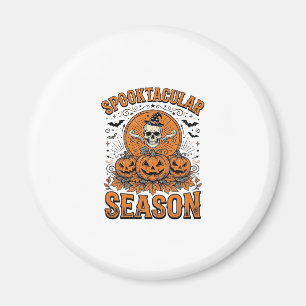 Spooktacular Seizoen Vintage Halloween Schedel Pom Magneet