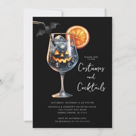 Spooktacular Sips Cocktail Halloween Feestje Kaart (Voorkant)