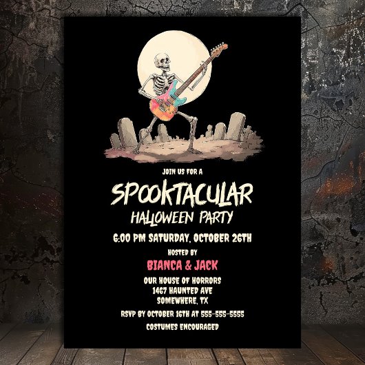 Spooktacular Skeleton Halloween Party Kaart