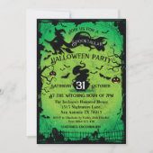 Spooktacular Witch en Bats Halloween Uitnodiging (Voorkant)