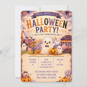 👻🎪 Spooktastische Halloween-feestuitnodiging 🎃✨ Kaart