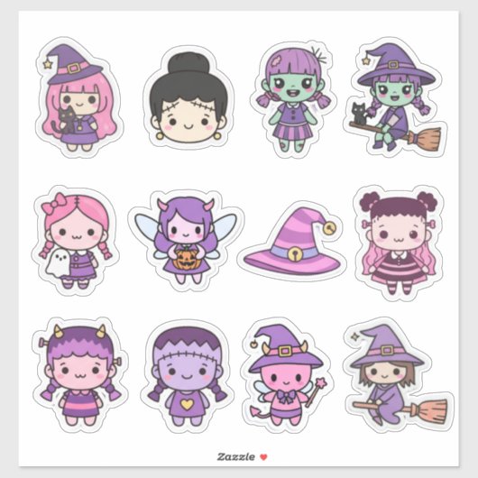 Spooktaturar ! Kawaii Halloween Chibi Sticker Coll (Feuille)