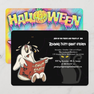 Spookverhalen lezen feest, Halloween Kaart