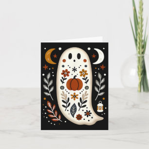 Spookvolkskunst bloemrijke herfst pompoen spooky H Kaart