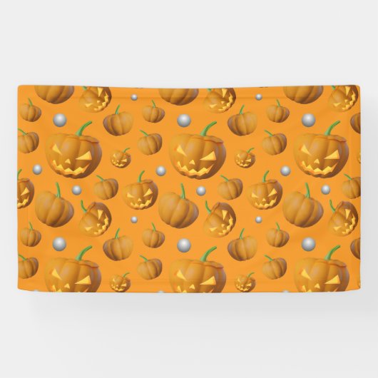 Spooky 3D Jack O'Lantern & Pumpkin Pattern Spandoek (Horizontaal)