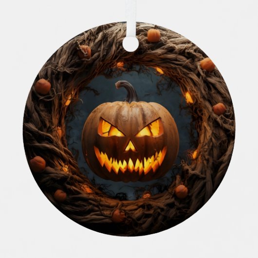 Spooky 3D pompoen krans Halloween Ornament (Voorkant)