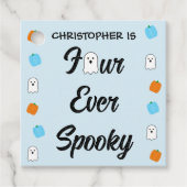 Spooky 4e verjaardag bedankjes labels (Voorkant)