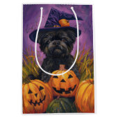 Spooky Affenpinscher Halloween Heks en Pompoen Medium Cadeauzakje (Voorkant)