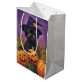 Spooky Affenpinscher Halloween Heks en Pompoen Medium Cadeauzakje (Achterkant Gekanteld)