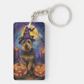 Spooky Airedale Halloween Witch and Pumpkin Sleutelhanger (achterkant)