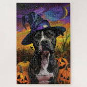 Spooky Amerikaanse Staffordshire Halloween pompoen Legpuzzel (Verticaal)