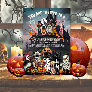 Spooky Animal Costume Party Uitnodiging