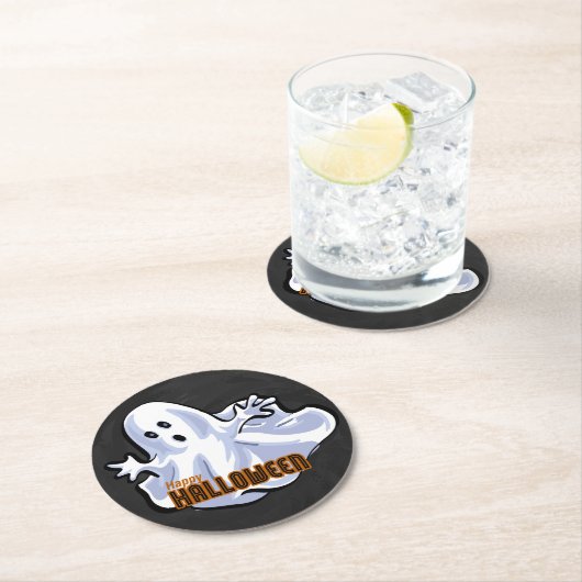 Spooky Animals Ghost Ronde Kartonnen Onderzetter (Insitu)