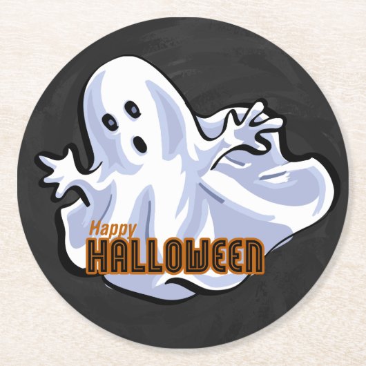 Spooky Animals Ghost Ronde Kartonnen Onderzetter (Voorkant)