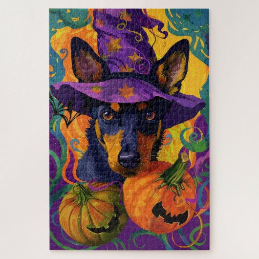 Spooky Australische Kelpie Halloween Pumpkin Legpuzzel (Verticaal)