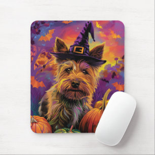 Spooky Australische Terriër Halloween Witch Pumpki Muismat