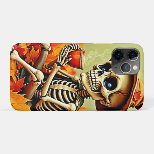 Spooky Autumn Skeleton's koffiepauze ontwerp Case-Mate iPhone Case (Achterkant (horizontaal))