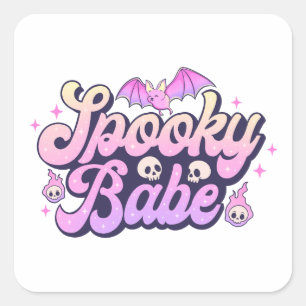 Spooky Babe Cute Halloween Vierkante Sticker