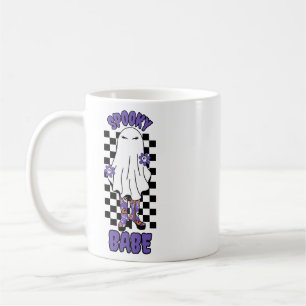 Spooky Babe Vrouw Halloween Ghost Retro Paarse Koffiemok