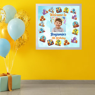 Spooky Baby Dinosaur Theme Kids Verjaardagsfeest Poster