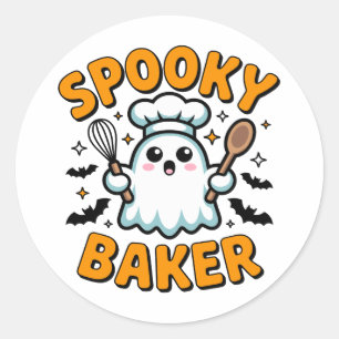 Spooky Baker - Schattige Ghost Halloween Baking Ronde Sticker