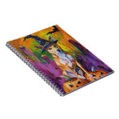 Spooky Basenji Halloween heks en pompoen Notitieboek (Rechterzijde)