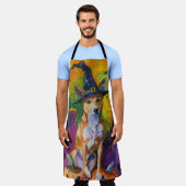 Spooky Basenji Halloween heks en pompoen Schort (Gedragen)