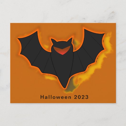 Spooky Bat Halloween Briefkaart - Oranje thema (Voorkant)