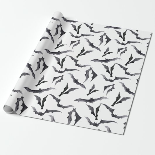 Spooky Bat Halloween Gift Wrapping Paper Cadeaupapier (Uitgerold)