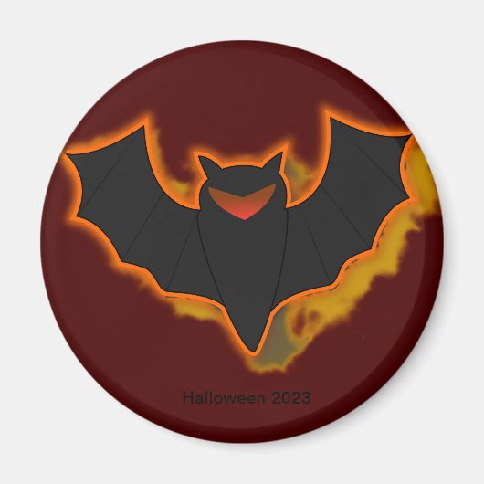 Spooky Bat Halloween Magnet | Rood thema Magneet (Voorkant)