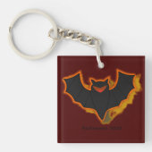 Spooky Bat Halloween Sleutelhanger | Rood thema (Voorkant)