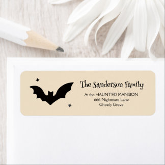 Spooky Bat Silhouette Halloween Retouradres Etiket