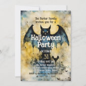 Spooky Bat Silhouette Twilight Halloween Party Kaart (Voorkant)
