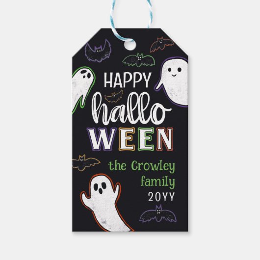 Spooky Bats & Geesten Gelukkig Halloween Cadeaulabel (Voorkant)
