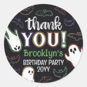 Spooky Bats & Ghosts Halloween Party Dank u Ronde Sticker (Voorkant)